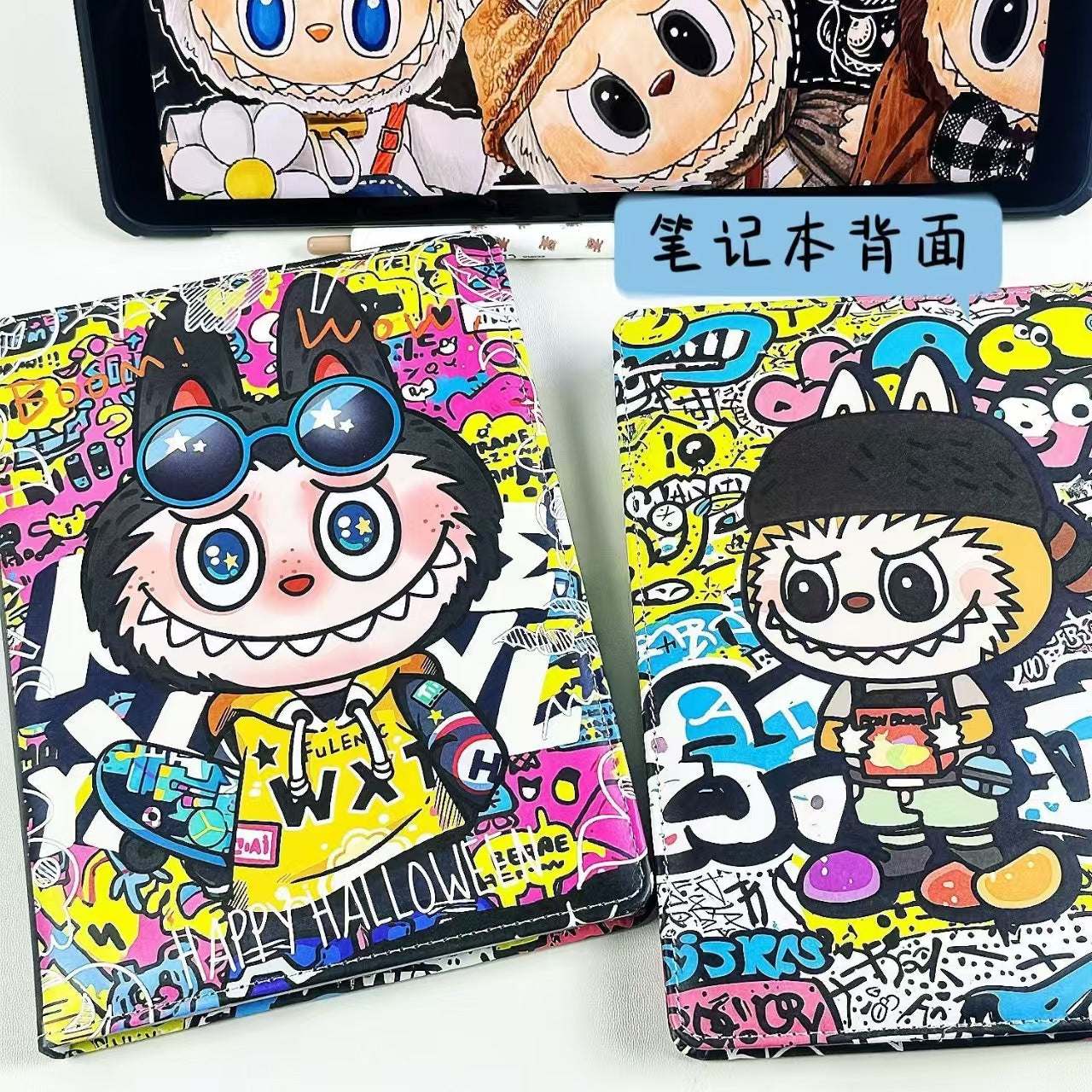 ラブブ革製ノートフルカラー内ページかわいい手帳横線本