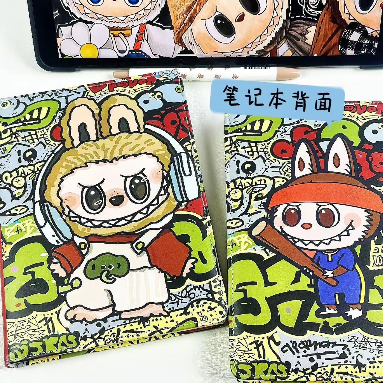 ラブブ革製ノートフルカラー内ページかわいい手帳横線本