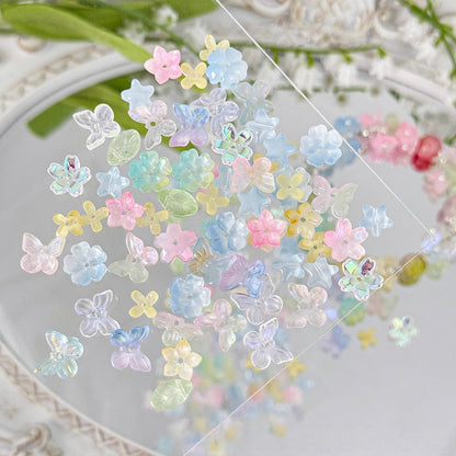 B001-高 品質 の  幻 の 花蝶 ほし 星  瑠璃  水晶 ビーズ