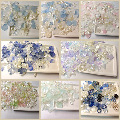 B005 アクリル多色ミックスビーズ星空の海の青草の夏の花
