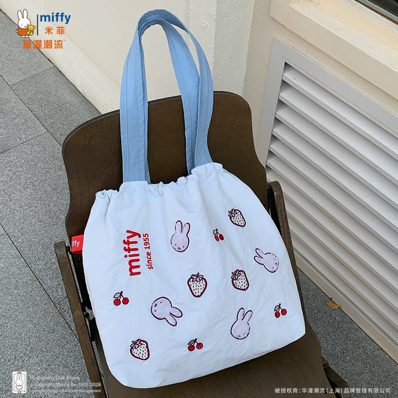 純正Miffyタオル刺繍バッグ引き紐トートバッグ可愛い万能女性大容量通勤バッグ