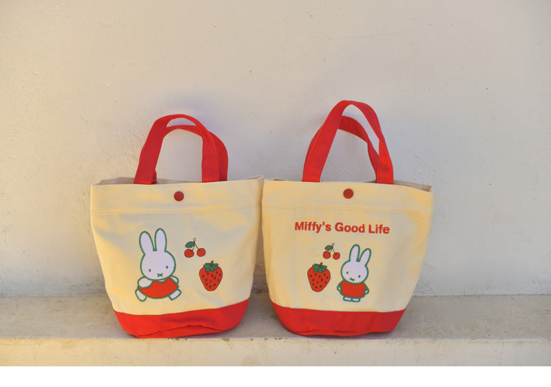正規品ミッフィーいちごシリーズ刺繍バケットバッグ