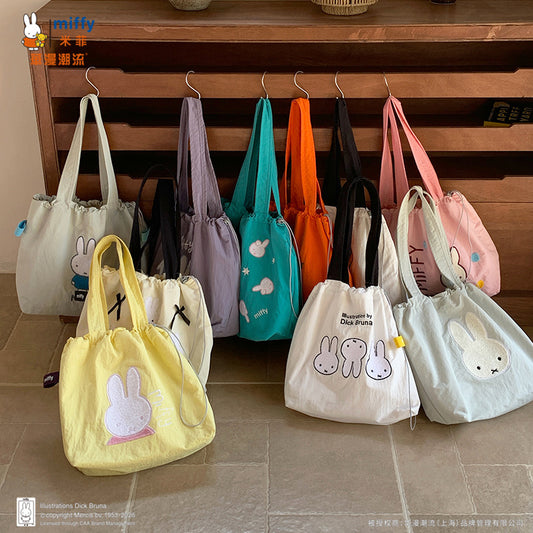 純正Miffyタオル刺繍バッグ引き紐トートバッグ可愛い万能女性大容量通勤バッグ