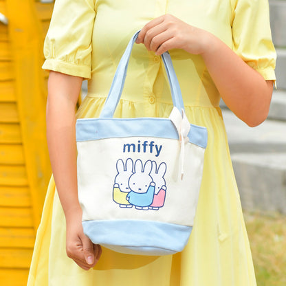 正規品ミッフィーうさぎ柄バケット型お弁当バッグキャラクター厚手キャンバスハンドママバッグ