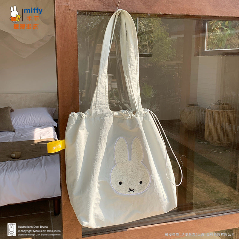 純正Miffyタオル刺繍バッグ引き紐トートバッグ可愛い万能女性大容量通勤バッグ