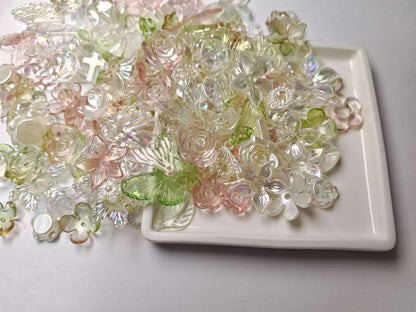 B005 アクリル多色ミックスビーズ星空の海の青草の夏の花